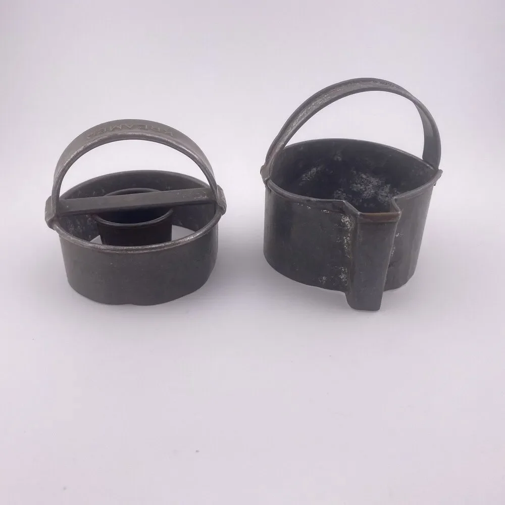 Lot of 2 Vintage Handled Cookie Biscuit Cutters Round Doughnut, And Pumpkin
